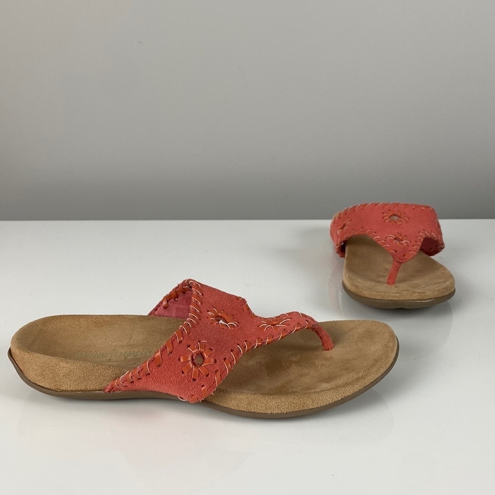 Minnetonka Orange Suede And Leather Thong Sandals Size 8